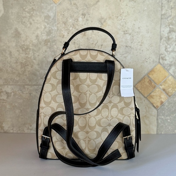 Coach Jordyn Medium Signature Backpack Light Khaki/Brown Multi - Picture 3 of 13